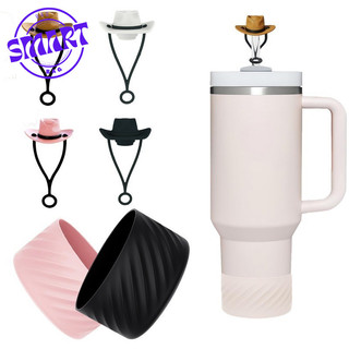Túismart Sugaw Tumbler bốt silicon và nắp ống hút chống bụi 10mm mũ denim họa tiết mũ rơm mũ nước bảo vệ giày bốt bình nước cho phụ kiện cốc Stanley