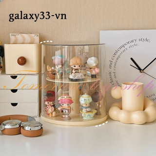Tomorrow~Đế trưng bày acrylic Xoay 360° Hộp mù Giá trưng bày búp bê Tủ trưng bày lưu trữ 2 lớp Có nắp che bụi Trong suốt Hộp đựng bụi búp bê để bàn Giá để đồ Quà tặng 0282