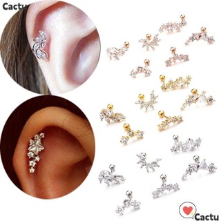Khuyên sụn tai hình hoa hồng đính đá zircon