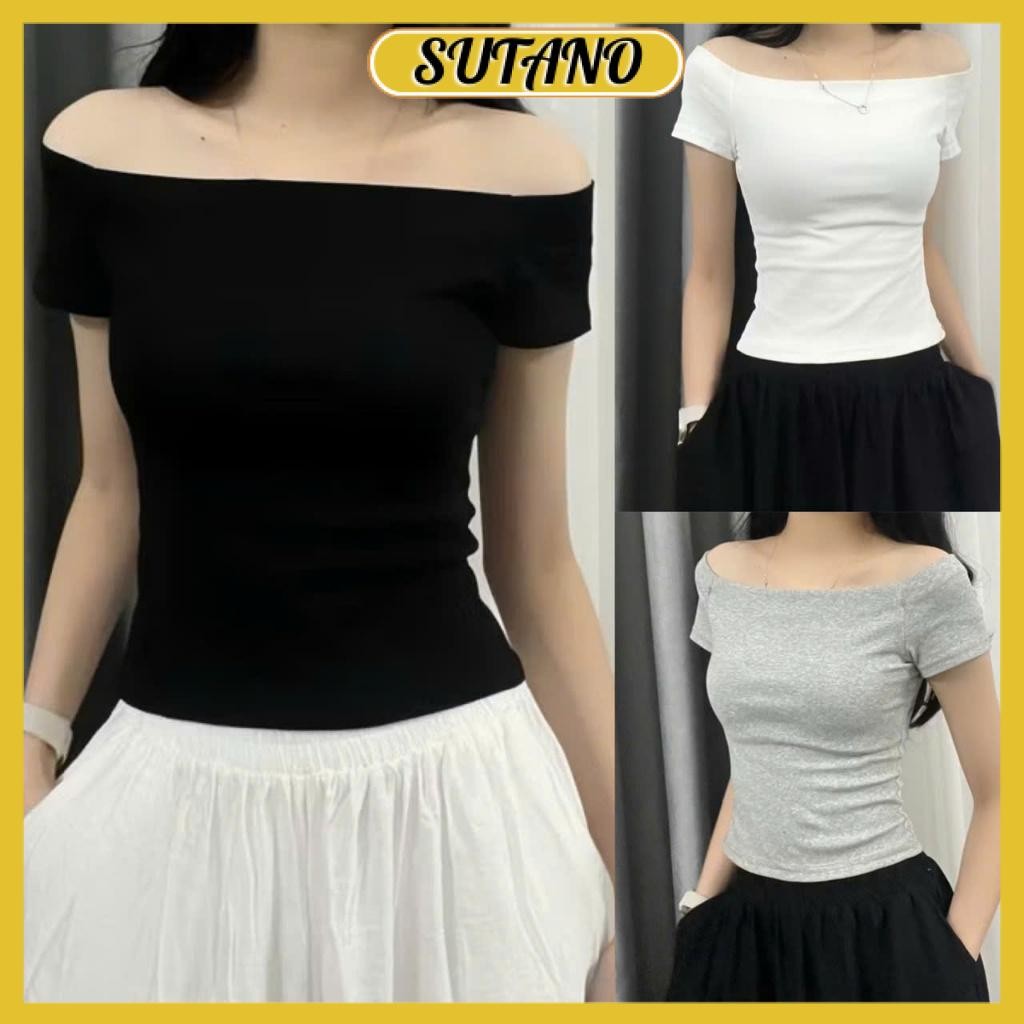 Áo thun nữ áo trễ vai nữ cộc tay co giãn mềm mát ôm body A310 SUTANO | BigBuy360 - bigbuy360.vn