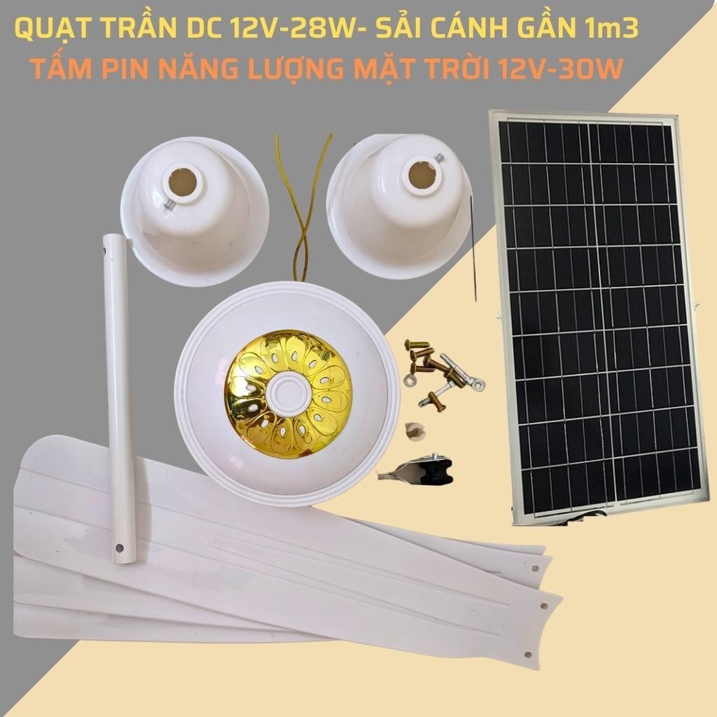 Quạt Trần DC 12V-28W Sử Dụng Năng Lượng Mặt Trời Đường Kính Khoảng 1m2 Fan QuạT