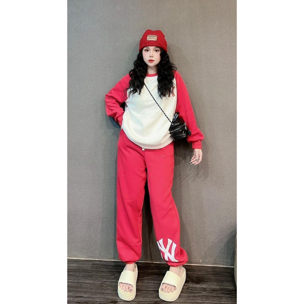 BỘ ĐỒ THUN NỮ COTTON CO DÃN IN CHỮ NY SIÊU CHẤT HLM FASHION