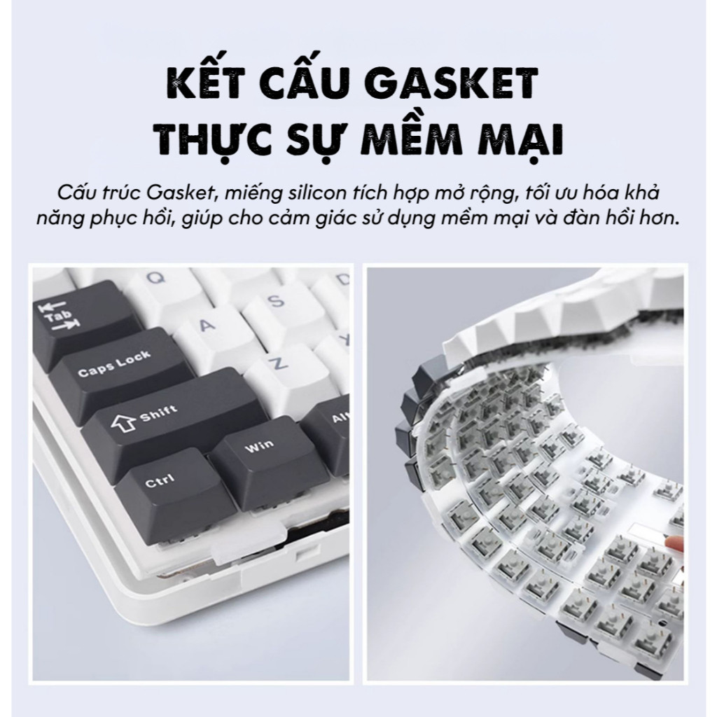 Bàn phím cơ 3 Mode kết nối AULA F87 Hotswap Mạch xuôi Led Viền Gasket Mount LED RGB Keycap PBT | BigBuy360 - bigbuy360.vn