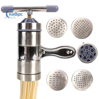 < Cnabpc > Máy làm mì ống bằng thép không gỉ Máy làm mì bằng tay Máy ép trái cây với 2 hoặc 5 khuôn ép mới