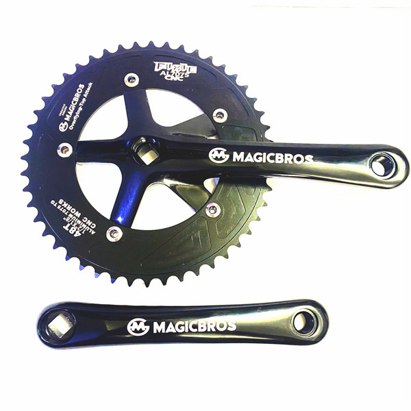 Đùi đĩa Fixed Gear Magicbros 48T Cốt vuông - Đen chữ trắng