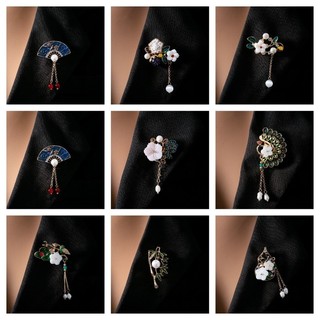 Thổ cẩm pin quà tặng quạt trung quốc hình retro thổ cẩm tua rua rỗng thổ cẩm chuông phong lan thổ cẩm
