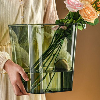 Xô hoa đánh thức thủy canh Nhựa trong suốt Bình thủy canh hình chữ nhật Đường kính lớn Xô lưu trữ