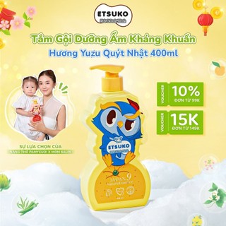 Sữa Tắm Gội ETSUKO Hương Yuzu Quýt Nhật 400ml Dưỡng Ẩm Dịu Nhẹ Kháng Khuẩn Bảo Vệ Cho Bé, An Toàn Cho Da Nhạy Cảm