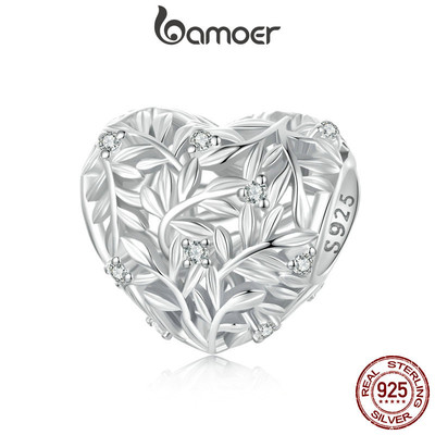 Bamoer 925 Sterling Sliver Charm Lá Thiết Kế Mặt Dây Chuyền Phụ Kiện Cho Vòng Tay Quà Tặng Cho Nữ Bé Gái