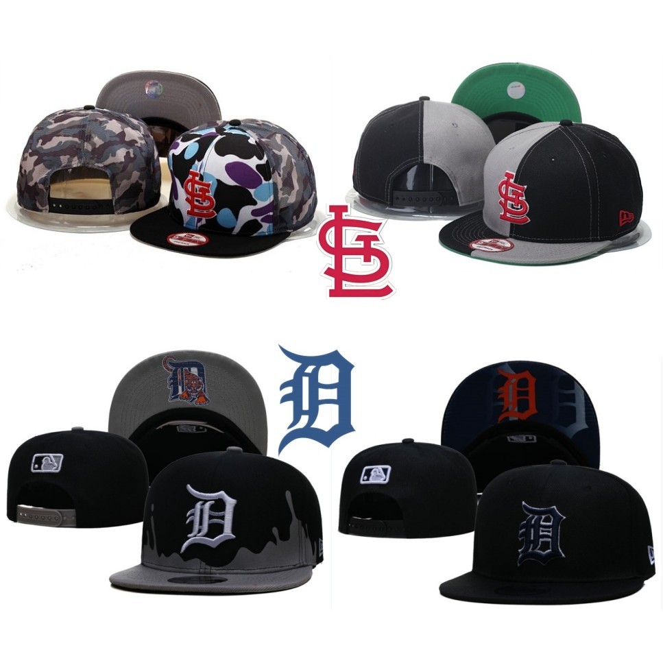 Mới MLB Saint Louis Cardinals Detroit Tigers Mũ bóng chày thông thường Màu xanh Hợp thời trang và thời trang Có thể điều chỉnh và thêu đa năng Mũ vành phẳng