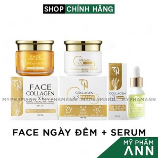 Combo kem face ngày collagen x3 + kem face đêm collagen x3 + serum collagen x3 tn mỹ phẩm đông anh