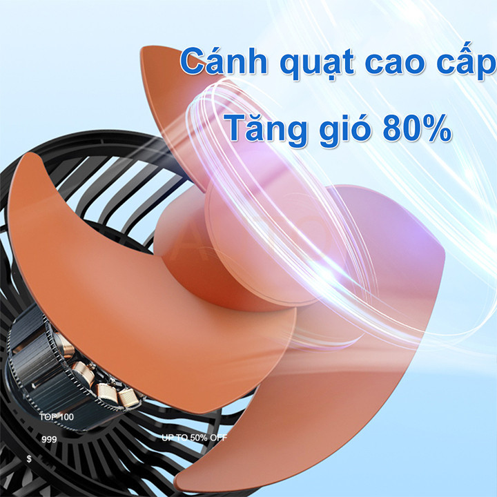 Quạt máy đôi mini 12v, 24v xoay 360 tiện ích trên ô tô, xe hơi cao cấp