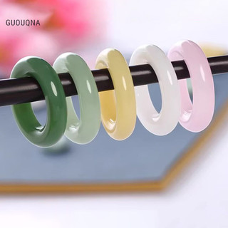 Guouqna trắng mã não nhẫn đỏ xanh đen chalcedony nhẫn tròn phụ kiện trang sức mặt dây chuyền basl