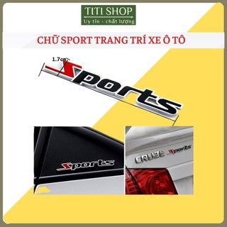Logo nổi chữ SPORT kim loại trang trí ô tô xe máy