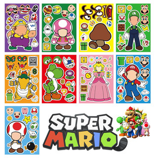 Trò chơi super mario series xếp hình dán diy cha mẹ tương tác con cái miếng dán mặt làm miếng dán của riêng bạn cho cha mẹ con tương tác đồ chơi
