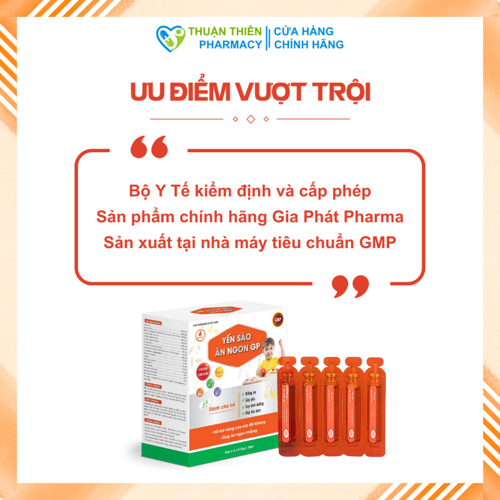 Siro Ăn Ngon Cho Bé, Kích Thích Thèm Ăn, Tăng Hấp Thu Và Nâng Cao Sức Đề Kháng Yến Sào Ăn Ngon Gia Phát Pharma 20 Ống