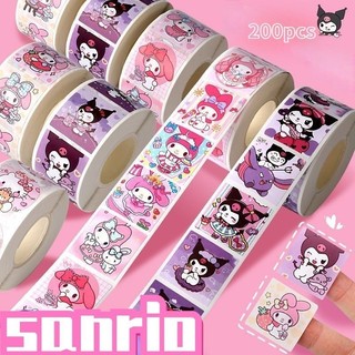 200 Cái / cuộn Sanrio Kuromi Cinnamoroll Giai Điệu Tay Tài Khoản Dán Hoạt Hình Kawaii Anime Hello Kitty Pochacco Trẻ Em Phần Thưởng Miếng Dán Trang Trí Quà Tặng Đề Can Đồ Chơi
