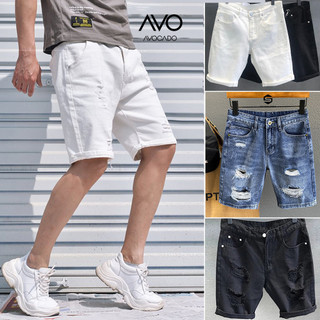 Quần Short Jean Nam co dãn 4 chiều, Quần Sooc bò trơn và rách thời trang Avocado đẹp