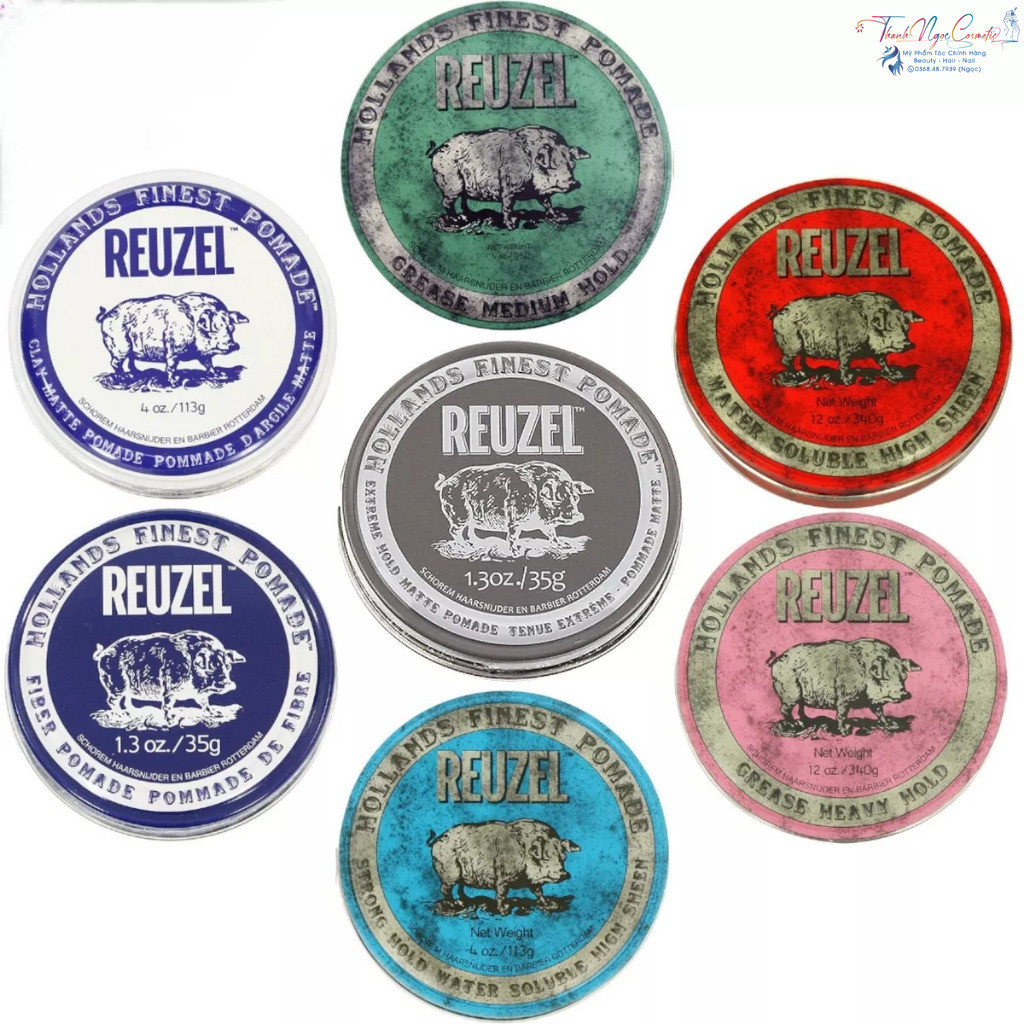 [ Trọn bộ ] Reuzel Pomade tạo kiểu tóc [Blue - Pink - Red - Extreme Hold - Green - Matte Clay - Fibe