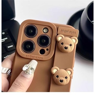 Ốp lưng IPhone hợp thời trang IPhone 7 Plus 8 Plus IPhone 11 Pro MAX IPhone 12 Pro MAX IPhone 12 13 14 15Pro MAX IPhone 14 15Pro IPhoneX XR XS MAX Vỏ dây đeo cổ tay đầu gấu hoạt hình