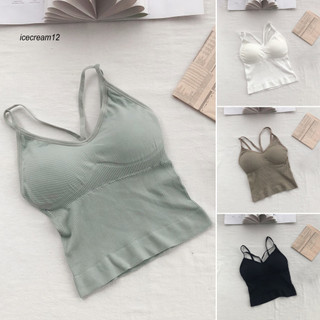 Ic _ Áo Vest có đệm áo ngực ngắn Áo hai dây có đệm lưng thời trang dành cho nữ Áo ngực mặc bên trong / bên ngoài giảm béo thoải mái Hoàn hảo cho người mua Đông Nam Á mùa hè'