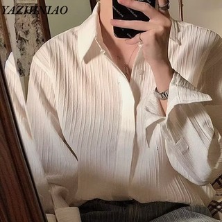 Áo sơ mi nam YAZHINIAO tay ngắn phiên bản Hàn Quốc fashion dáng rộng xếp li xu hướng cao cấp áo thun không sắt