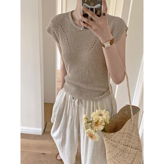 Áo baby tee Áo Coquette Tay Ngắn Áo Kiểu Nữ ôm body Thiết Kế Phong Cách Hàn Quốc Sense Back Ren Cổ Tròn Mỏng Dệt Kim Nữ Mùa Hè Rời Ôm Hơn Nhìn Sang Trọng Top