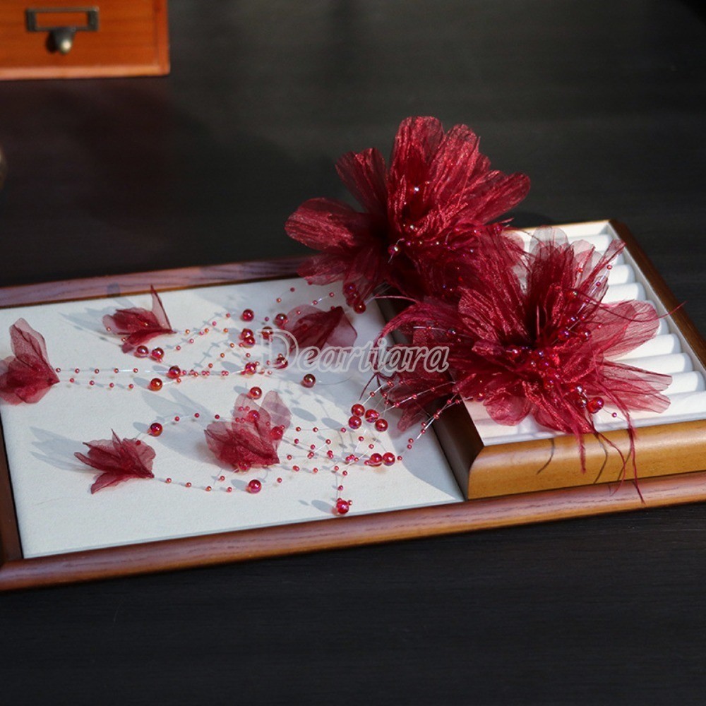  Handmade Juansha Hoa Pha Lê Kẹp Tóc Cô Dâu Đầu Hoa Cặp Kẹp Váy Cưới Du Lịch Chụp Ảnh Và Trang Điểm Phụ Kiện 