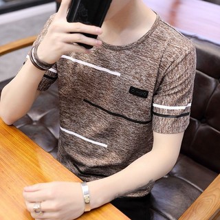 Áo nam giản dị mùa hè Áo thun ngắn tay thời trang nam Tee Áo thun in hình cổ điển