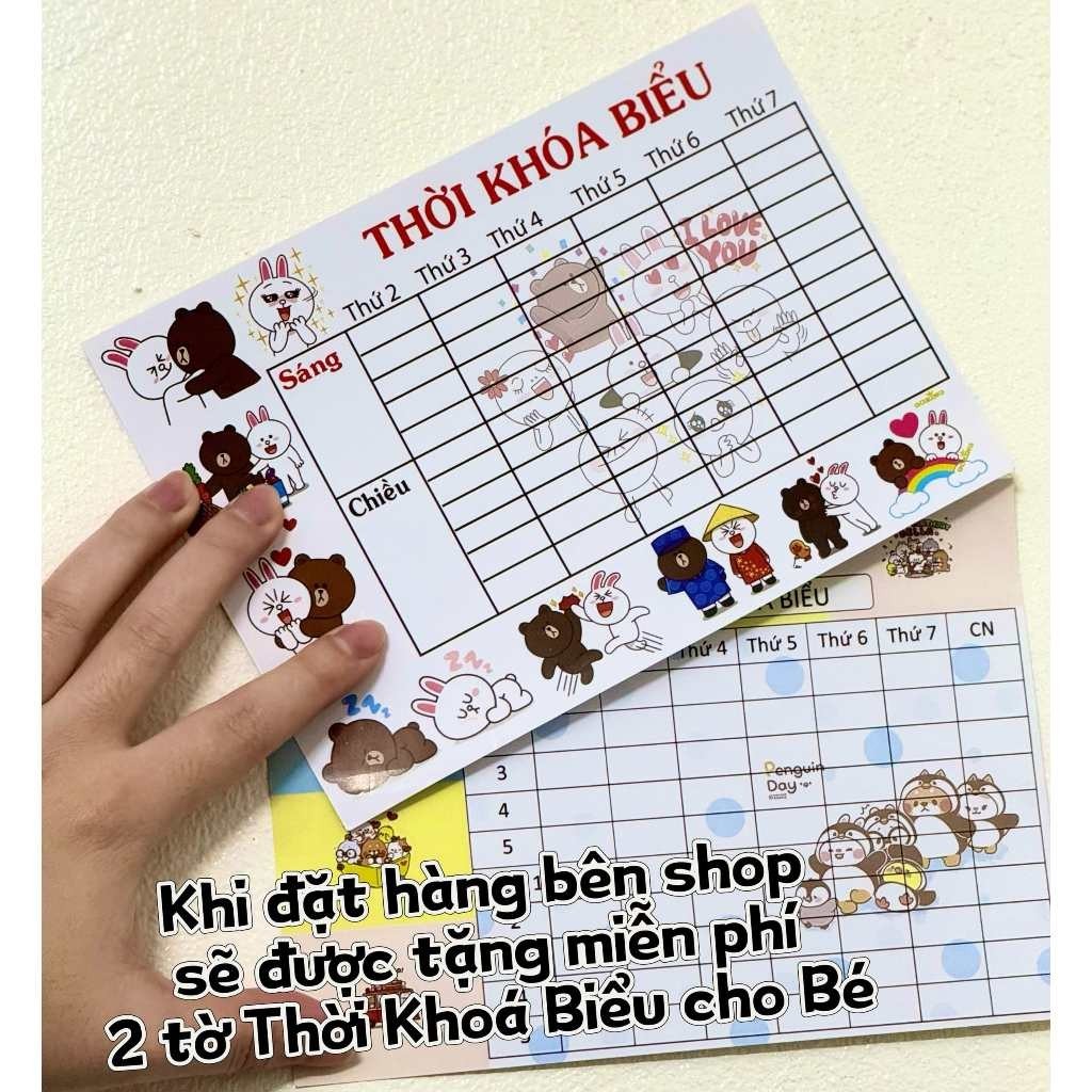 2 tờ Thời Khóa Biểu cho học sinh