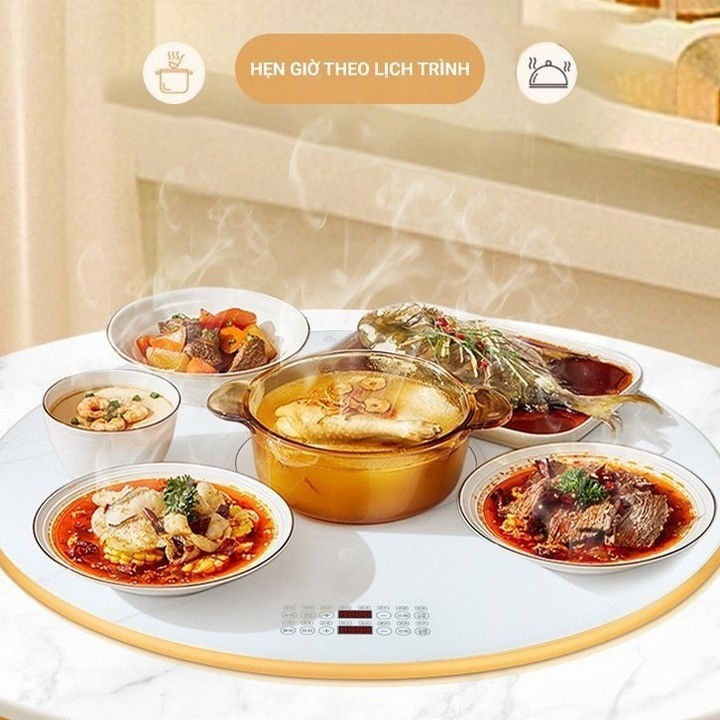 Euro Home - Mâm Điện Xoay Đa Năng Dùng Lẩu, Làm Nóng Thực Ăn Xung Quanh HotPot Heating Board (80cm)