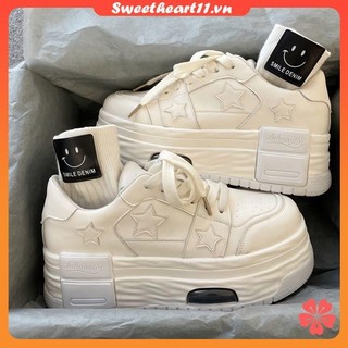 Giày thể thao Vỏ giày trắng Mũi biển Velcro Dệt