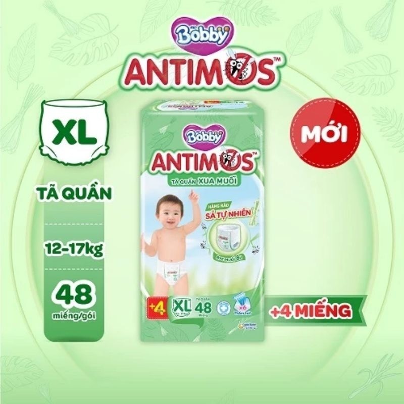 Bỉm Bobby Antimos quần xua muỗi\M52/L50+2/XL48+4/XXL46+6 GIÁ TỐT NHẤT SHOPEE CHO CÁC MẸ
