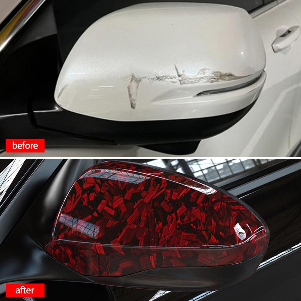 Mt 50 / 100 / 150cm Sợi Carbon Xe Ô Tô Bóng Giả mạo Sợi Carbon Vinyl Bọc Phụ Kiện Xe Hơi Màu Đỏ Tự D