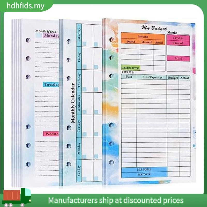 [in] 82 Tờ A6 Lập Kế Hoạch Ngân Sách Đổ Lại Notepad Planner Notepad 6 Lỗ Cho Vỏ Chất Kết Dính A6 Tiế
