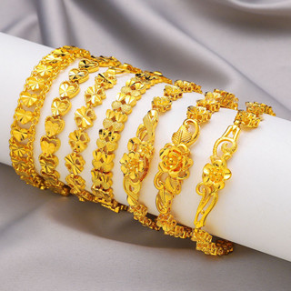  Mới Phong Cách Trung Hoa Phong Cách Retro Dân Tộc Mạ Đồng 24K Vàng Hoa Hồng Bốn Lá Vòng Tay Cỏ Ba Lá Vàng Cát Mờ Tình Yêu Thỏ Vòng Tay Tai Thời Trang Phù Hợp Xuyên Biên Giới Bán Chạy 