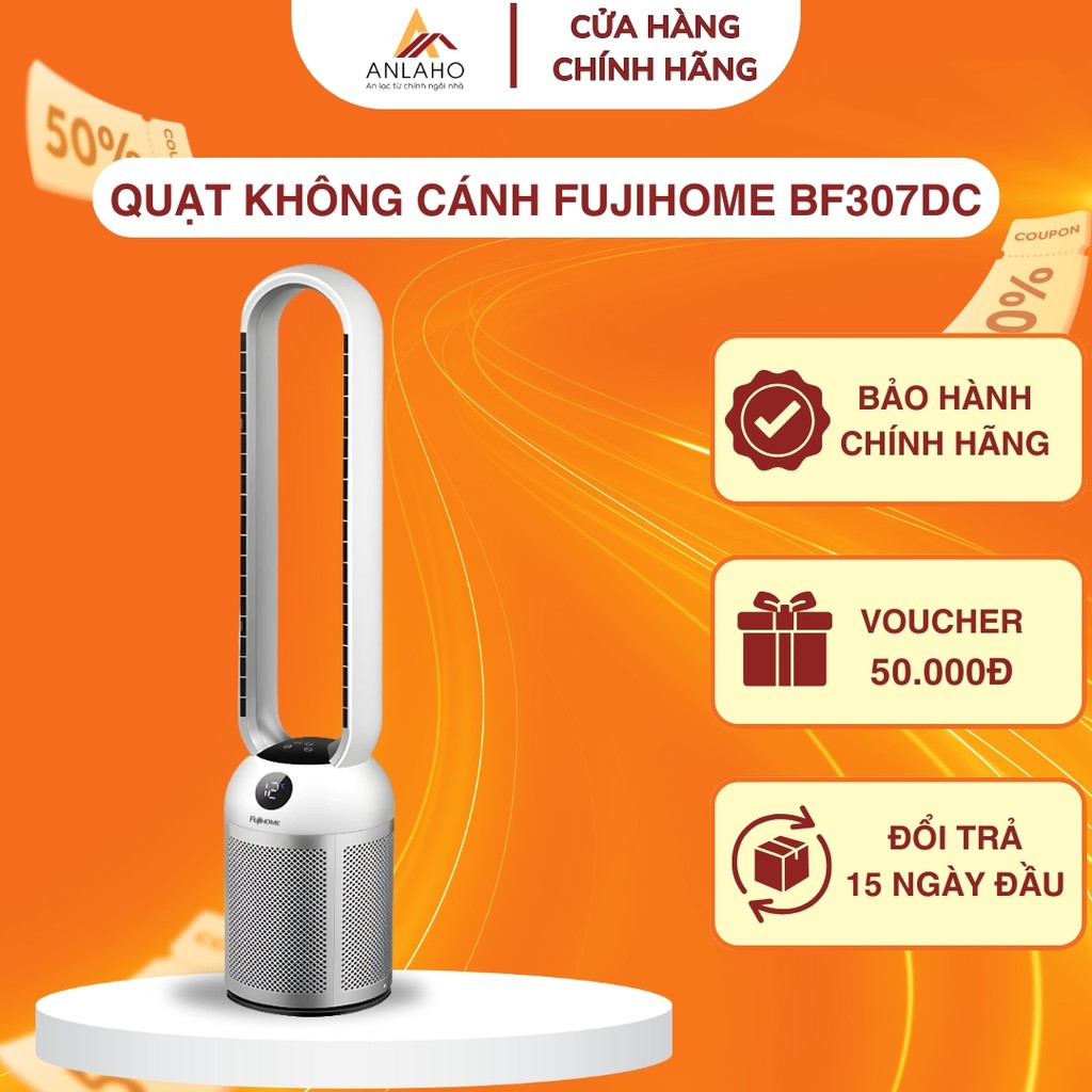 Quạt Không Cánh FUJIHOME BF307DC – Lọc Không Khí Ion Bạc, 24 Cấp Gió, Màn Hình LED – Bảo Hành 2 Năm