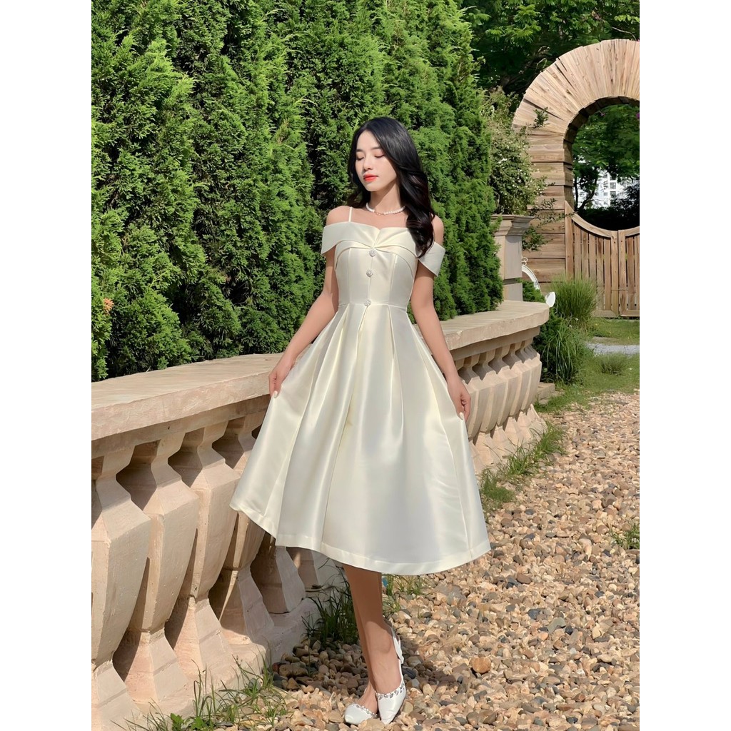 Váy dự tiệc tafta trễ vai hàng thiết kế Lucido Fashion V35 Váy xinh dự tiệc