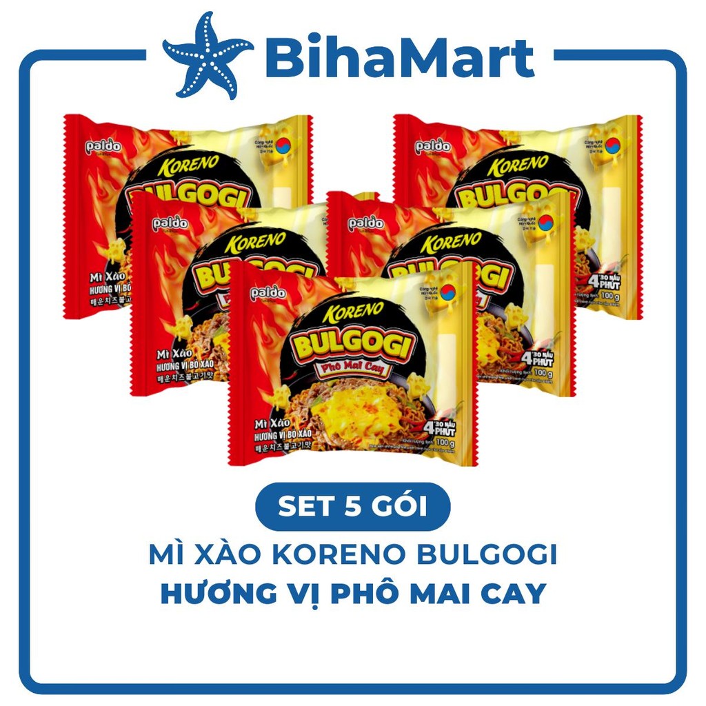 [SET5GÓI] - PALDO - Mì xào Koreno Bulgogi hương vị Phô mai cay, Mì trộn Koreno Bulgogi, Mì Koreno ph