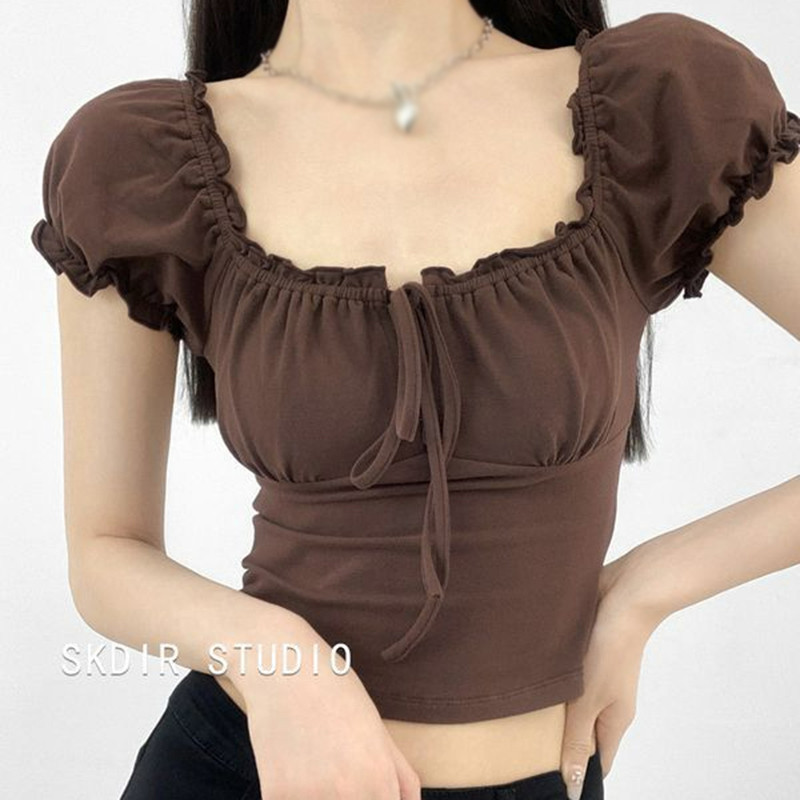 Áo croptop nữ tay ngắn áo kiểu bigsize ôm trễ vai Bigsize