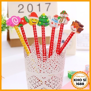 Bút chì kèm đầu tẩy Noel cute dễ thương - Bút chì gỗ đáng yêu E764