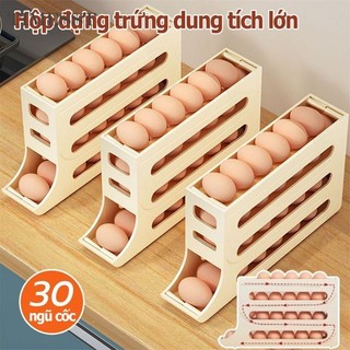 Hộp đựng trứng trượt Hộp lưu trữ tự động tiện lợi Hộp lưu trữ Tủ lạnh Nhà bếp Tiết kiệm không gian với thiết kế chống sốc