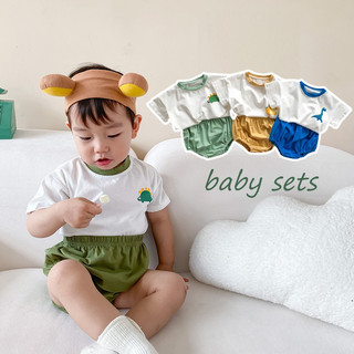 Áo thun ngắn tay hoạt hình cho bé sơ sinh Áo + Quần Short Bộ đồ hai mảnh cho trẻ sơ sinh Bé gái Bộ quần áo mùa hè cho bé trai
