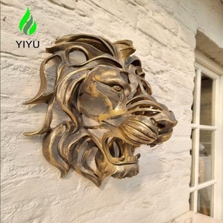 YIYU Đầu sư tử treo tường, Tượng trưng mạnh mẽ Tượng sư tử rỗng, Sáng tạo Đầu sư tử Hình dạng Nhựa Nghệ thuật Điêu khắc đầu sư tử lớn Nhà