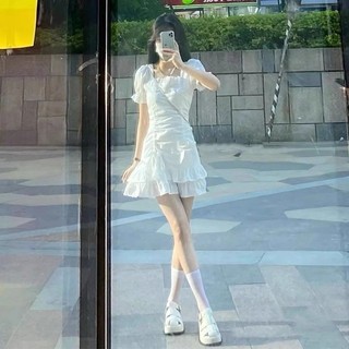 Trang Phục Nữ Mẫu Mới Phong Cách Pháp Nghỉ Giải Lao Váy Trắng Tiên Nữ Váy LiềN Hot Girl Mùa Hè