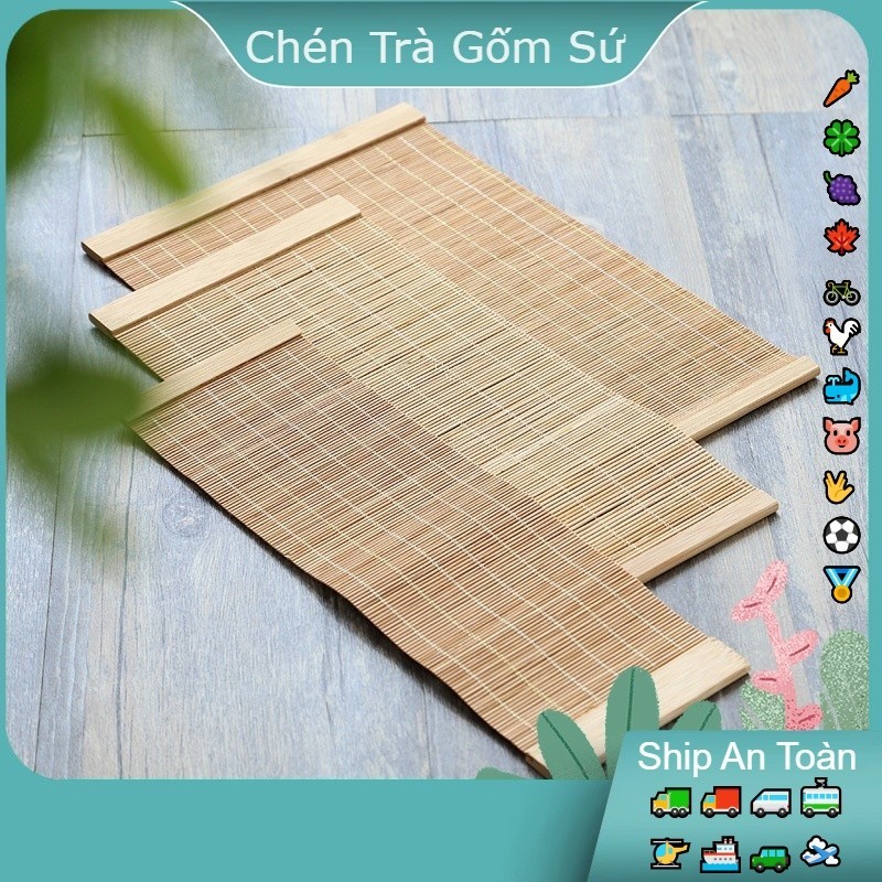 Chiếu Mành Tre Thủ Công Tấm Lót Trà Bộ Trà Dệt Bằng Tre Tấm Lót Cốc Trà Đạo Phụ Kiện Chiếu Tre Cách Nhiệt