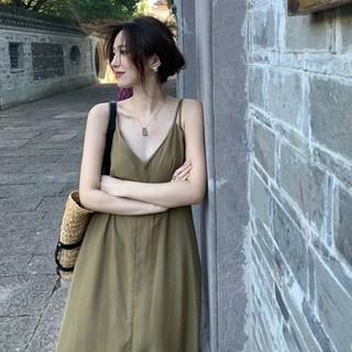 Đầm Dây Đeo Pháp Nữ Mới Nhẹ Nhàng Hepburn Dài Tính Khí Phong Cách Nữ Thần
