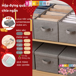 Hộp vải đựng quần áo chia 11,12 ngăn có nắp khung cứng túi hộp đựng quần jean áo len sơ mi thu đông YOMOKI