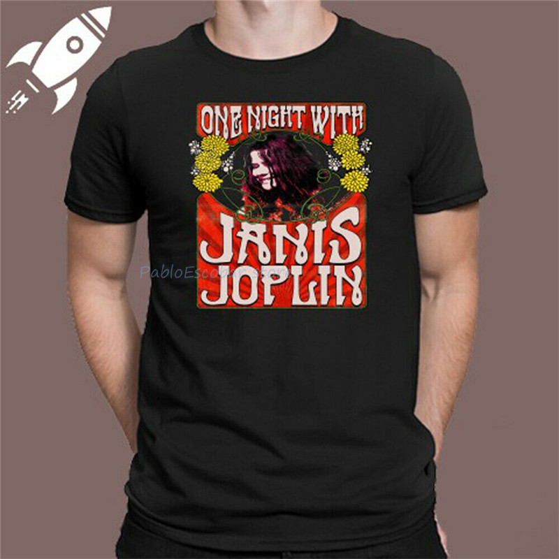 Một Đêm Với Janis Joplin Logo Áo Thun Đen Size S M L Xl 2Xl 5XLMiễn Phí Vận Chuyển Áo Tee Áo Sơ Mi