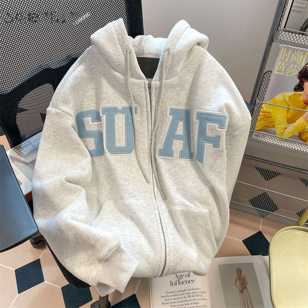 SOERVIMY Áo Khoác hoodie áo khoác nữ zip hoodie Thời trang cổ xưa High-quality Popular WWY23914XI 21Z240519